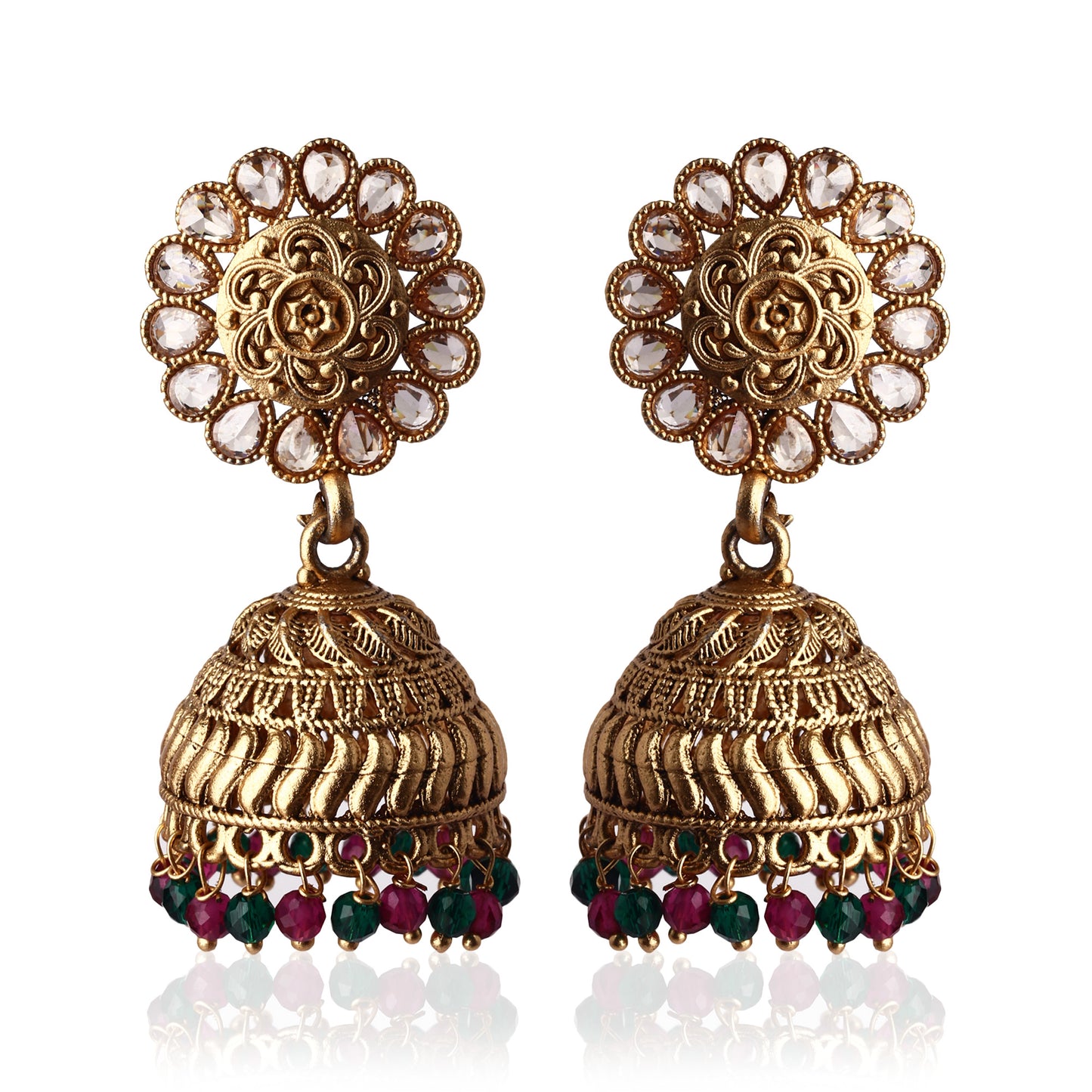 Gold Plated Polki Jhumka Earrings.💫 Premium Quality Products.