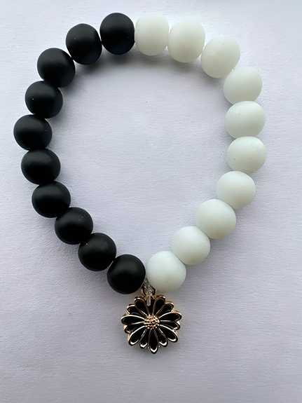 Black and White Bead Bracelets for Women
