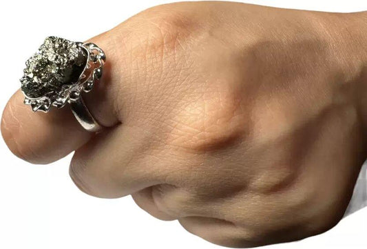 Adjustable Ring With Lab Tested Certified Pyrite Stainless Steel Ring