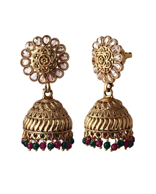 Gold Plated Polki Jhumka Earrings.💫 Premium Quality Products.