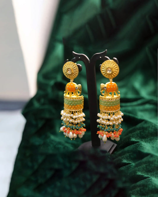 Royal Meenakari Elephant Style Earrings.💫 Multicolour Earrings.