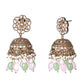 Pink & Mint Green Jadau Kundan & Pearls Ethnic Tradional Mirror Jhumka.💫