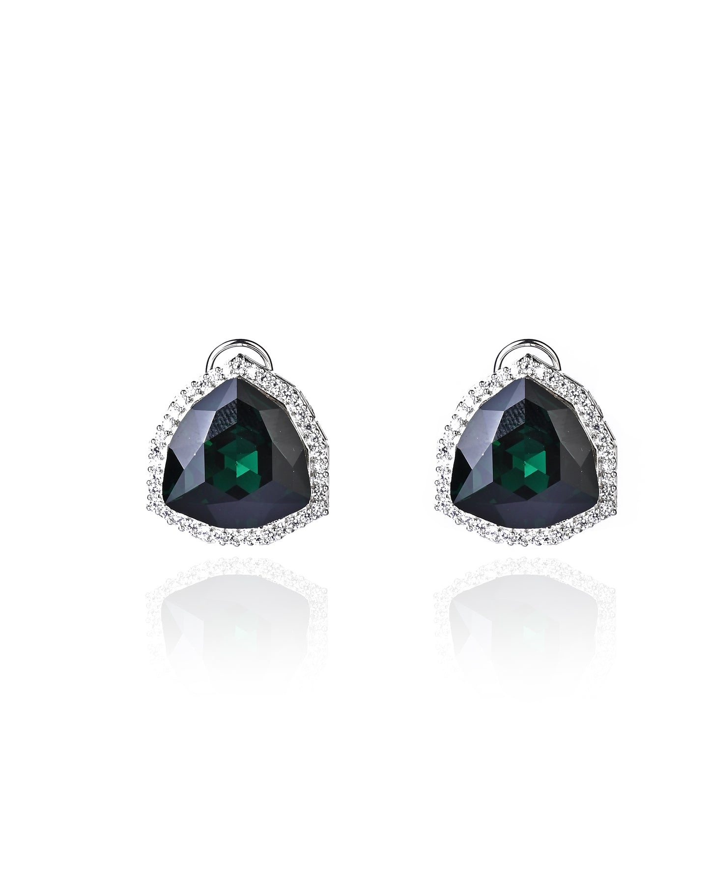 Triangle AD and CZ studded Crystal Earrings.