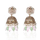 Pink & Mint Green Jadau Kundan & Pearls Ethnic Tradional Mirror Jhumka.💫
