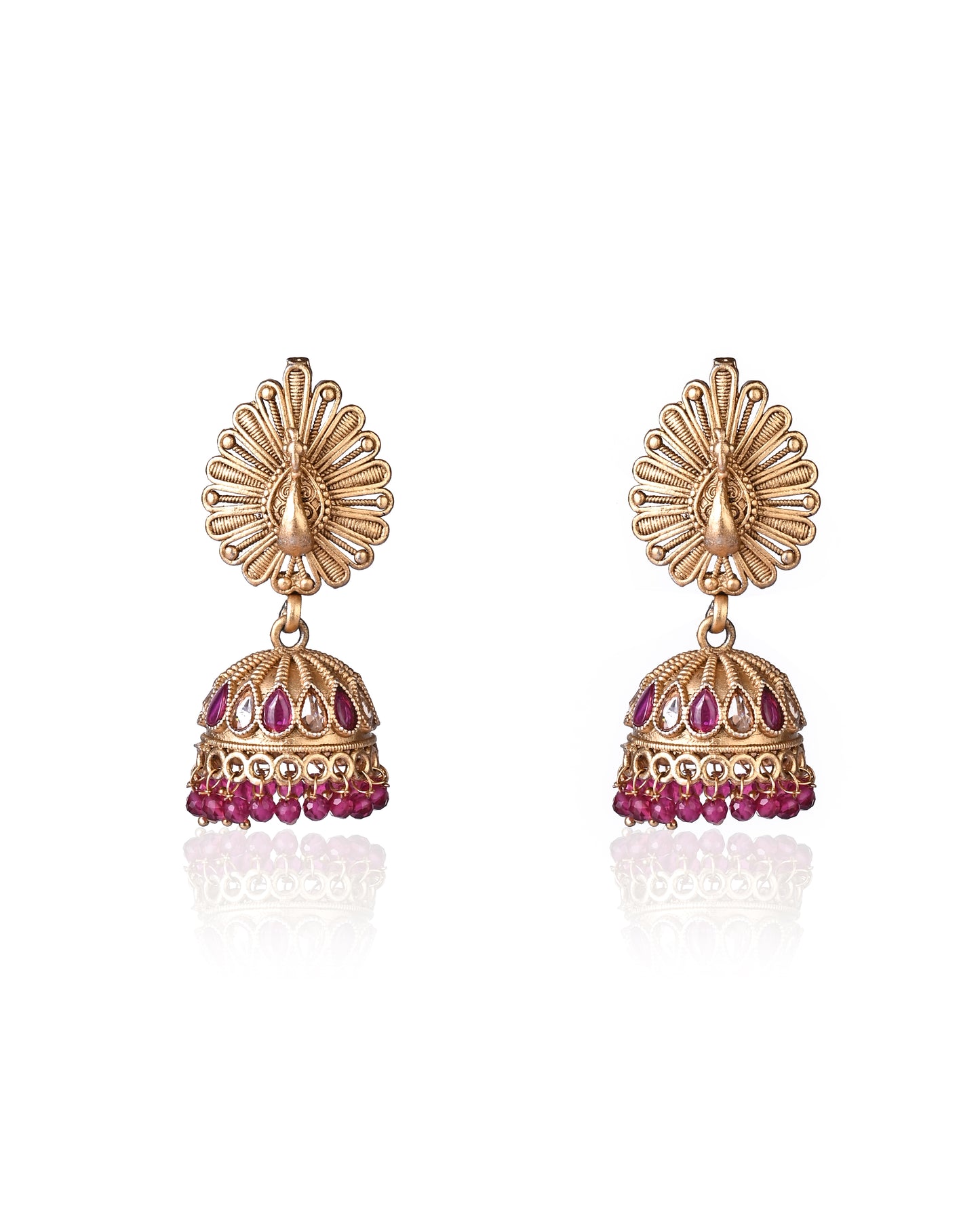 Gold Plated Peacock Polki Jhumka Earrings.💫 Premium Quality Products.