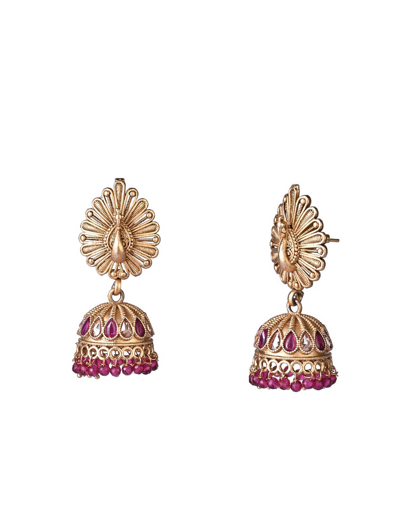 Gold Plated Peacock Polki Jhumka Earrings.💫 Premium Quality Products.