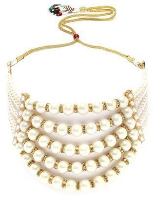 Pearl Multi-layer Beaded Kundan Choker Necklace Set for Women