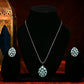 Rhodium Finish Turquoise Crystal &amp; Cubic Zirconia Pendant Necklace.💫