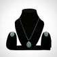 Rhodium Finish Turquoise Crystal &amp; Cubic Zirconia Pendant Necklace.💫