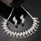 Silver Plated Kundan and Black Bead Jewellery Set for Women
