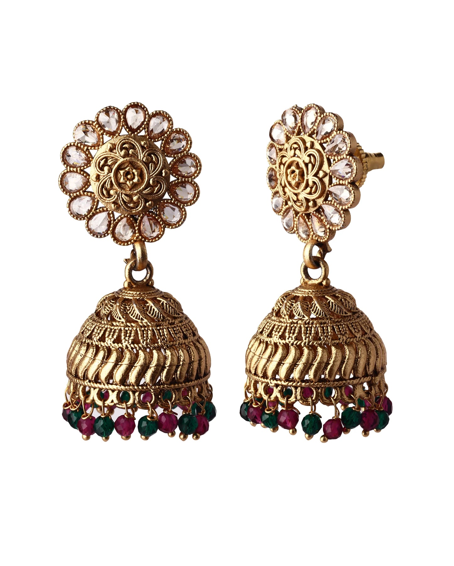 Gold Plated Polki Jhumka Earrings.💫 Premium Quality Products.