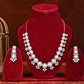 Gold Plated White Pearl, CZ & American Diamond Necklace Set with Earrings.💫