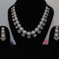 Gold Plated White Pearl, CZ & American Diamond Necklace Set with Earrings.