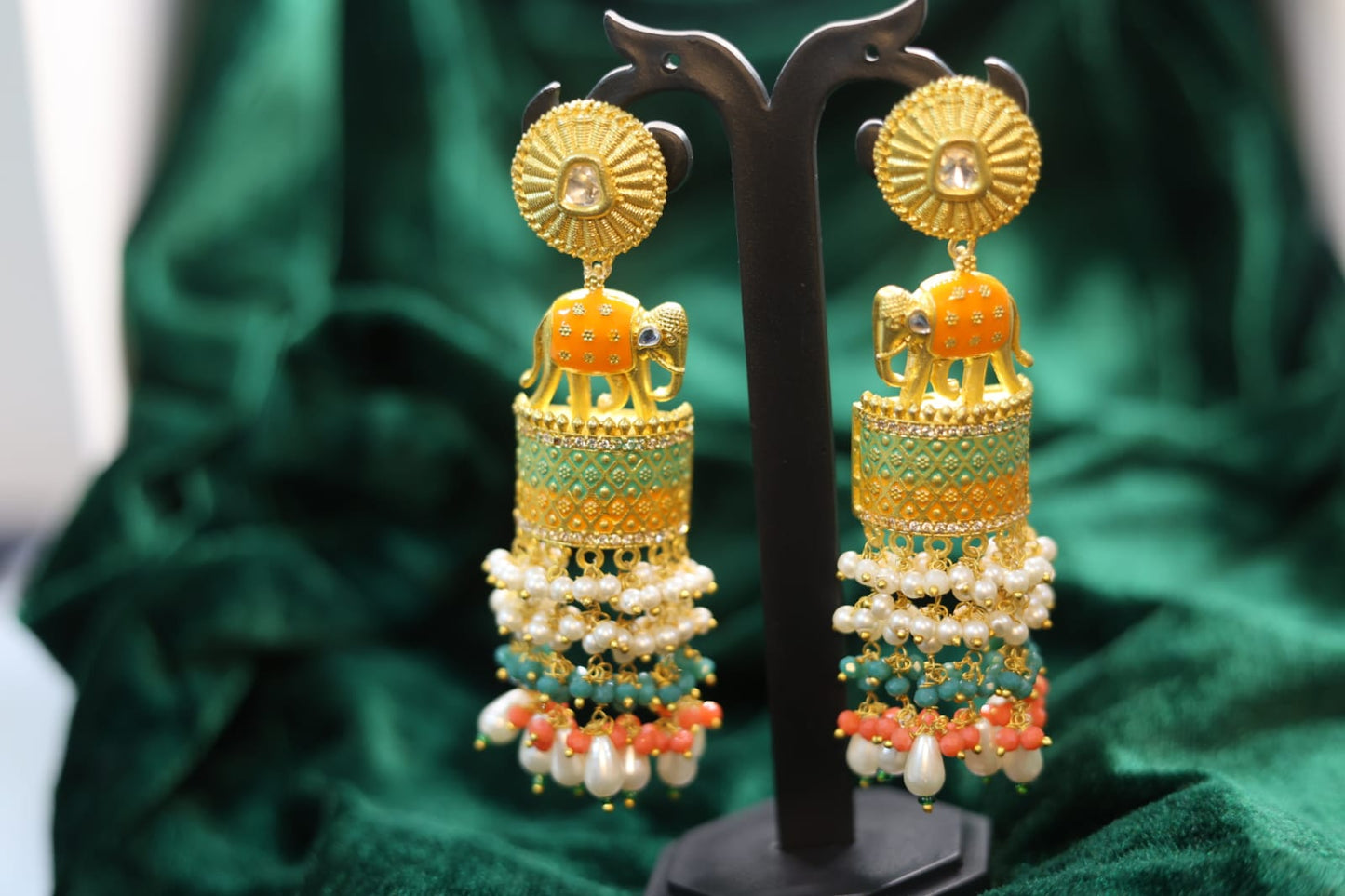 Royal Meenakari Elephant Style Earrings.💫 Multicolour Earrings.