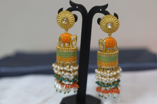 Royal Meenakari Elephant Style Earrings.💫 Multicolour Earrings.