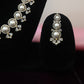 Gold Plated White Pearl, CZ & American Diamond Necklace Set with Earrings.