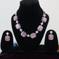 Hydrostone, CZ & American Diamond Studded Necklace set with Earrings.