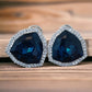 Triangle AD and CZ studded Crystal Earrings.