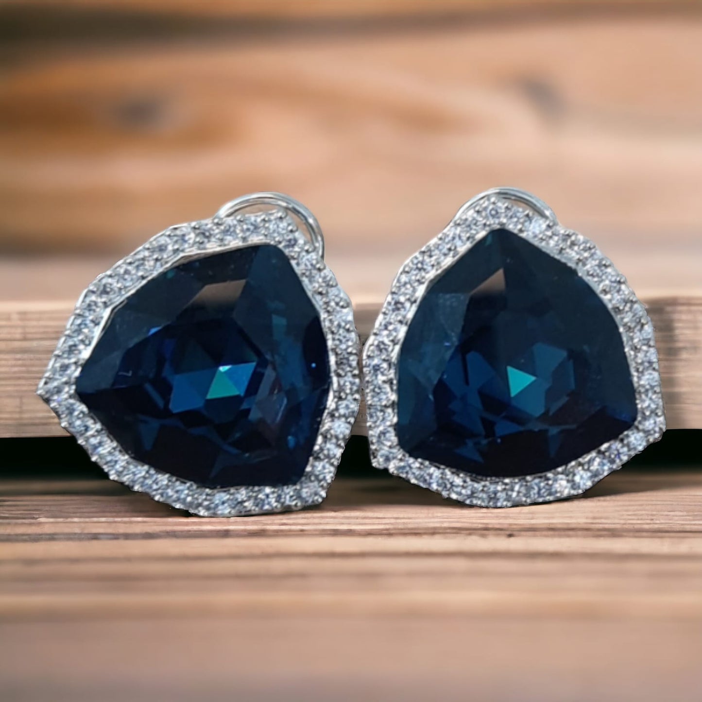 Triangle AD and CZ studded Crystal Earrings.