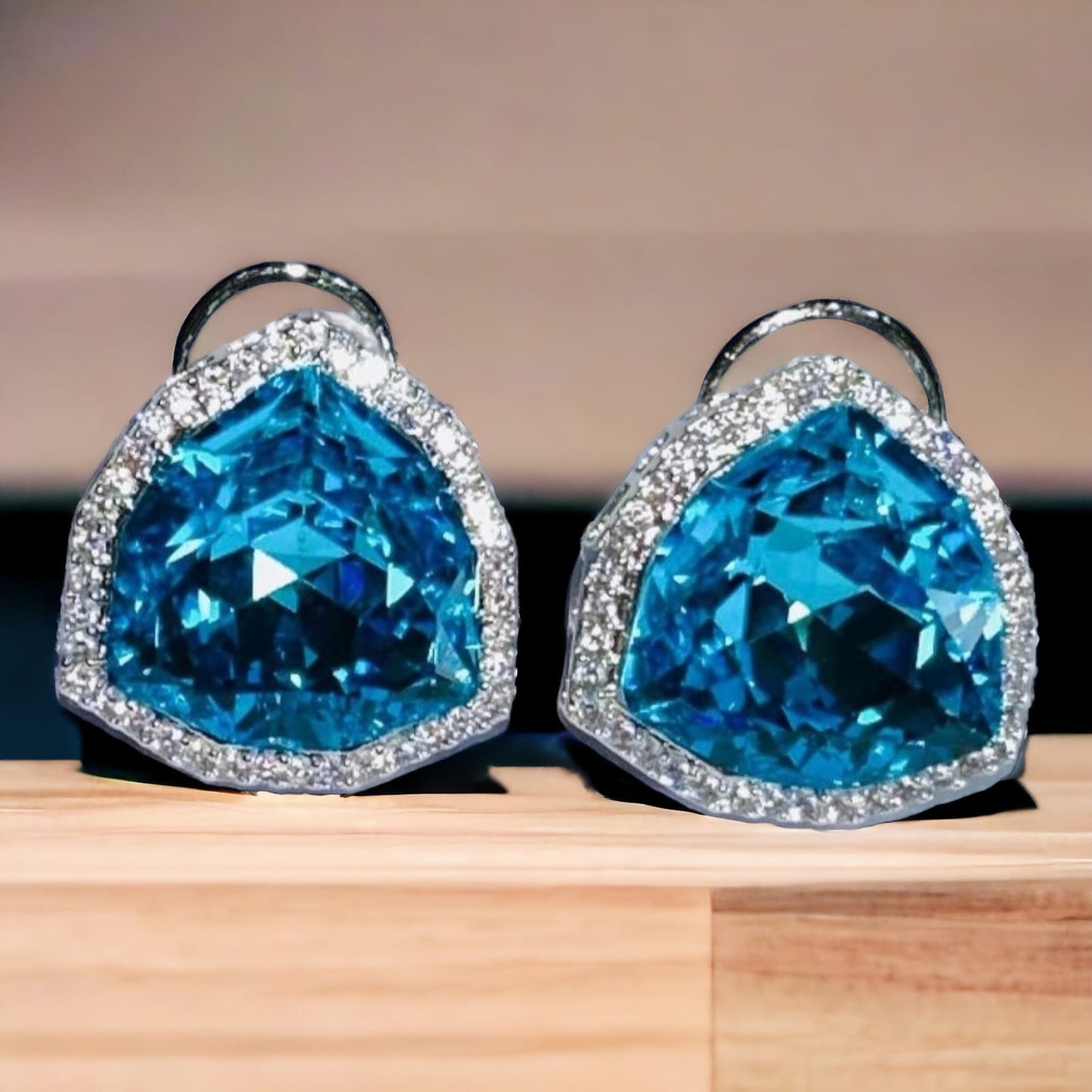 Triangle AD and CZ studded Crystal Earrings.
