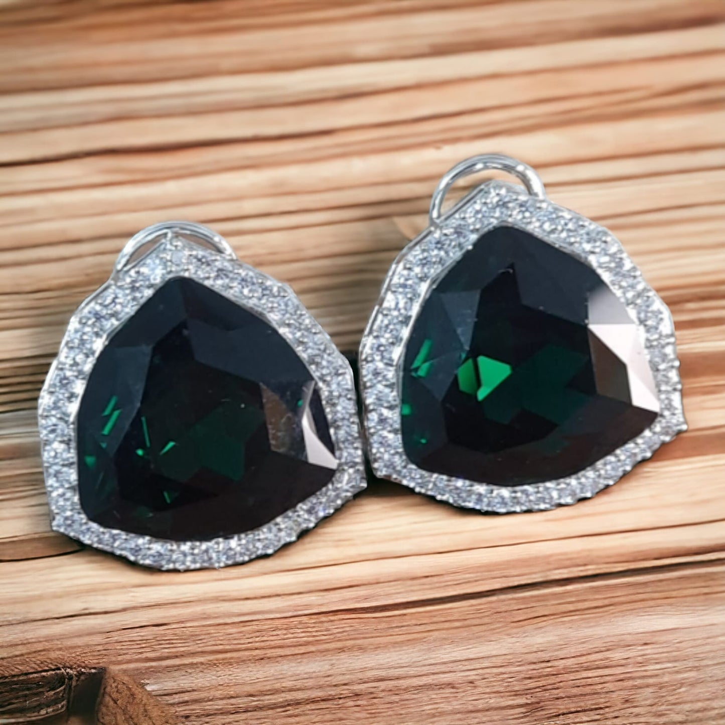 Triangle AD and CZ studded Crystal Earrings.