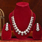 Gold Plated White Pearl, CZ & American Diamond Necklace Set with Earrings.💫