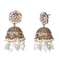 Pink & Mint Green Jadau Kundan & Pearls Ethnic Tradional Mirror Jhumka.💫