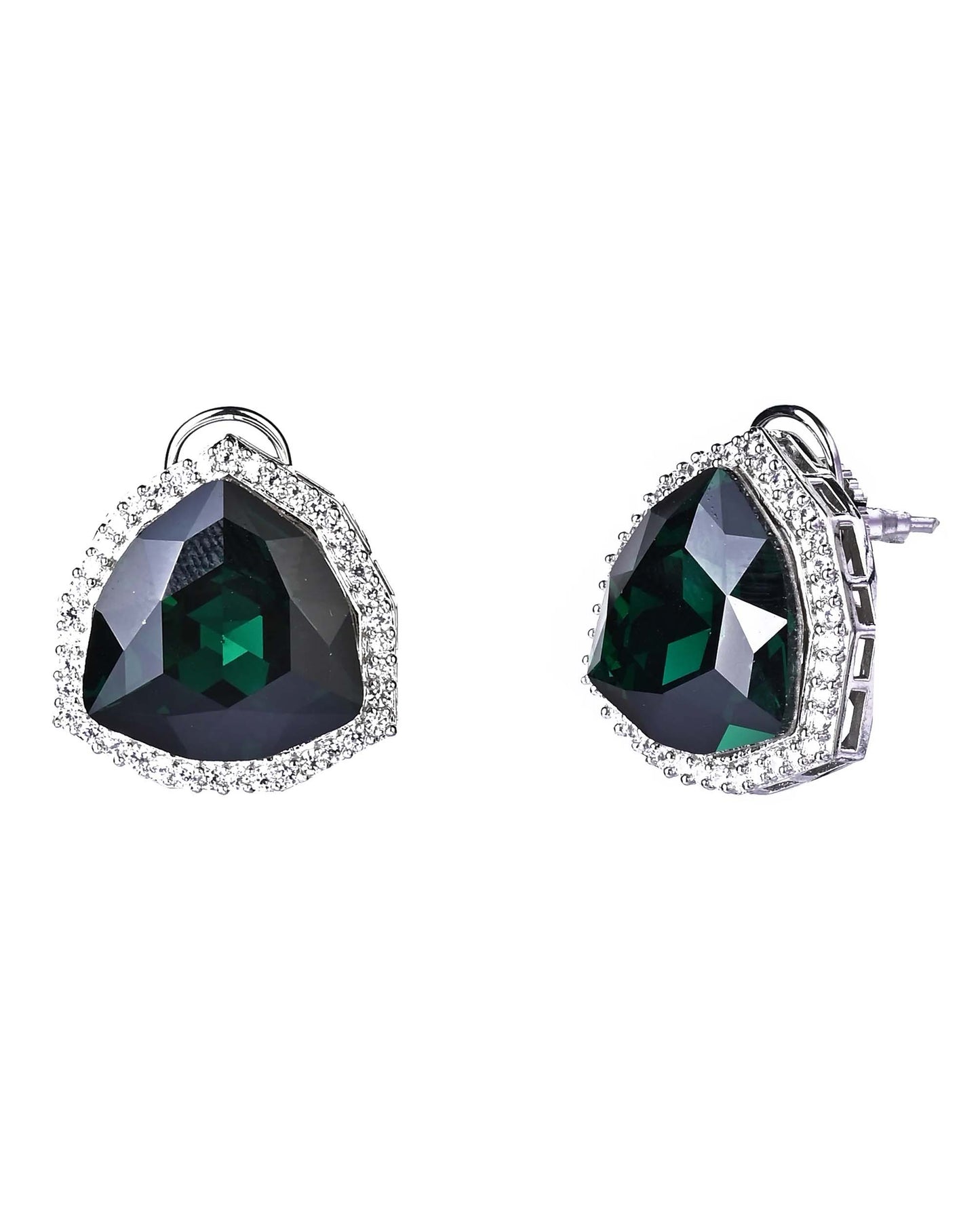 Triangle AD and CZ studded Crystal Earrings.