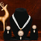 White Pearl Gold Plated Short Necklace Set with Earrings.💫